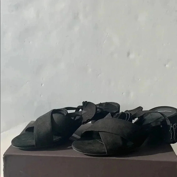 NWT Brian Atwood Black Tie-up Suede Sandals - Picture 2 of 7